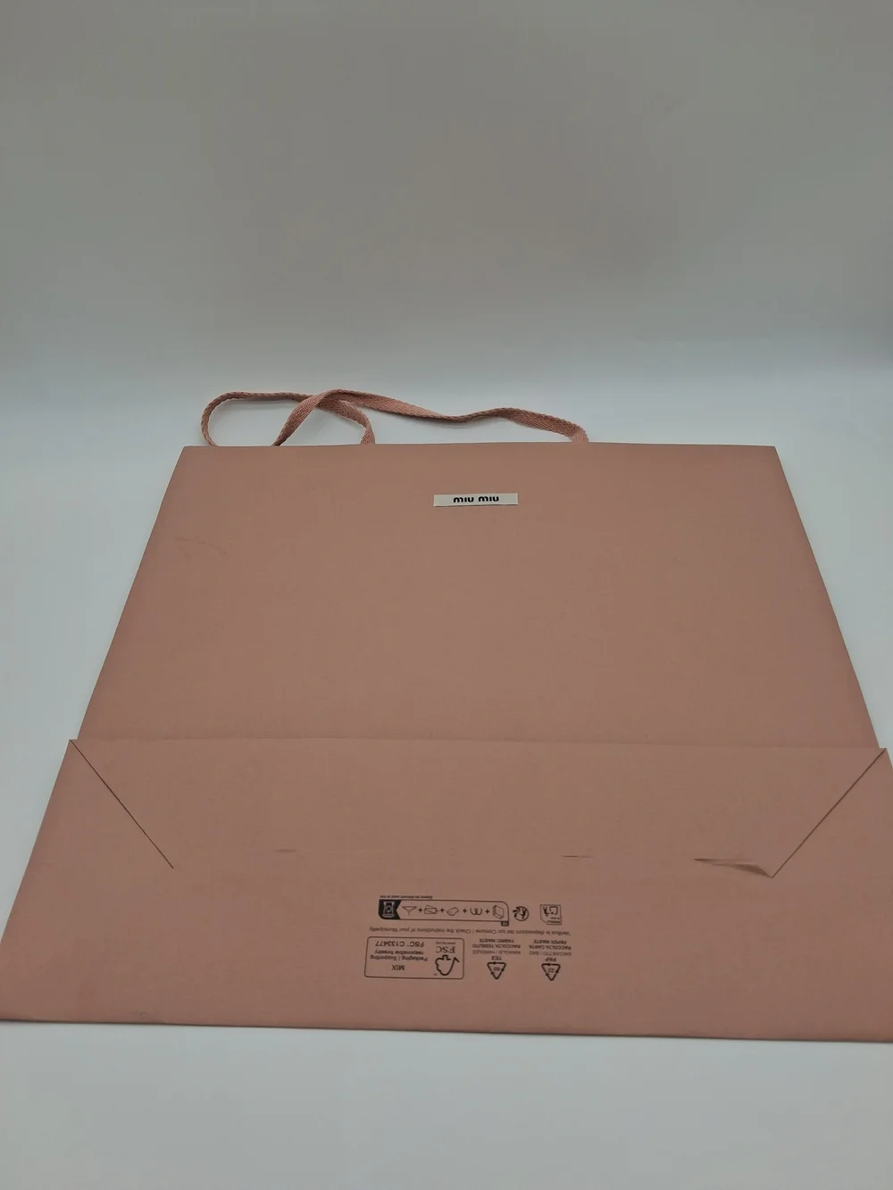 MIU MIU Large Pink Luxury Shopping Gift Bag Gold Logo Designer Packaging EUC